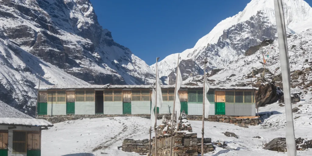 Snow View Trek Beautiful view of Langmale hotel in the Makalu trek