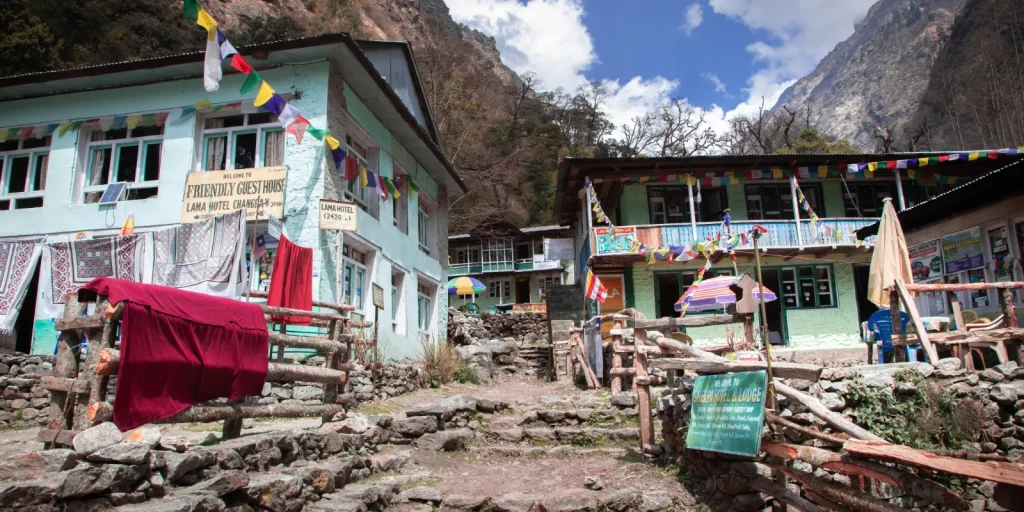 Traditional houses in the village of lama hotel