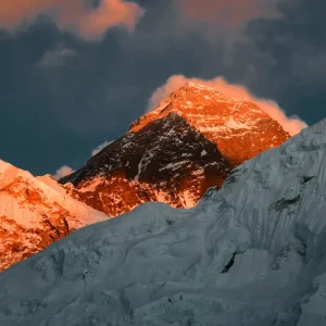 Evening colored after sunset view of mt Everest